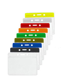 1820-1000 BRADY PEOPLE ID, HORIZONTAL COLOR-BAR BADGE HOLDER, CLEAR COLOR BAR, CREDIT CARD SIZE, CLEAR VINYL, TOP LOAD WITH SLOT & CHAIN HOLES, SMOOTH TEXTURE, 2 1/16" X 3 1/4", BAG OF 100, PIECED AND SOLD IN FULL BAGS ONLY
